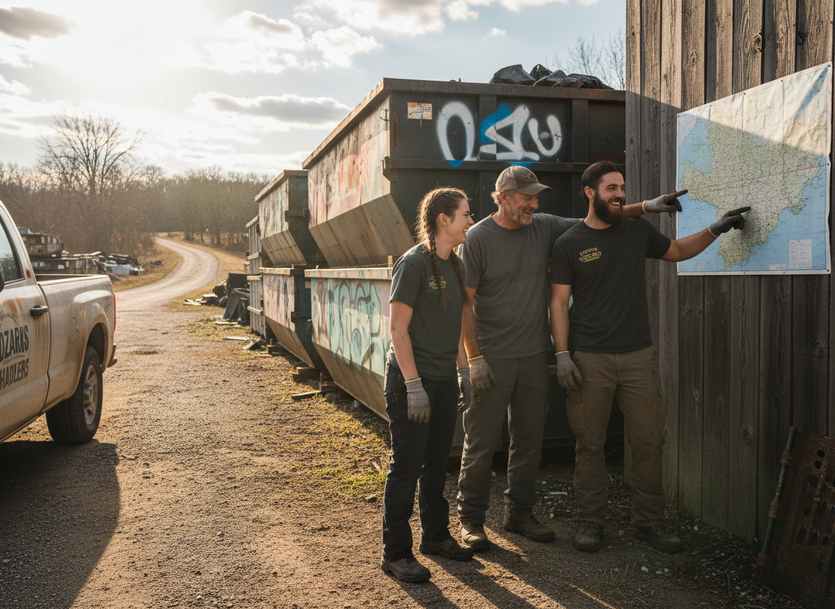 The Dumpster Rental Ozarks team at work in Ozarks